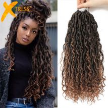 Trecce sintetiche all'uncinetto capelli Passion Twist River Goddess intrecciare l'estensione dei capelli Ombre Brown Faux Locs con capelli ricci X-TRESS