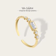 YACHAN vergoldeter Edelstahl, modisch, klassisch, schlicht, Zirkon-Kristall-Ringe für Frauen, Hochzeitsschmuck