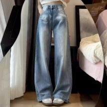 Hohe Taille Gerade Jeans Frauen Denim Hosen Vintage Herbst Frühling Mode Weibliche Jeans Feste Beiläufige Breite Bein Hosen Hosen