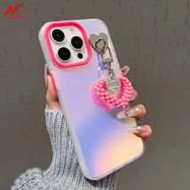 Laser Aurora Hülle für iPhone 15 Pro Max Love Heart Pearl Luxus-Cover für iPhone 11 12 13 14 Pro Max 15 7 8 Plus X Xs Max Xr