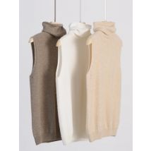 Frauen 100% Merino Wolle Ärmellose Pullover Rollkragenpullover Weste Wolle Strickwaren Frühling Herbst Winter Mode Weste Tops