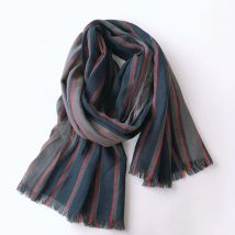 Autumn and winter blue striped men's business casual  cotton extended 2.2M scarf