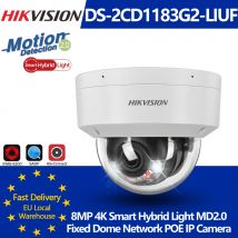Telecamera IP POE Ibrida Intelligente Hikvision 8MP 4K DS-2CD1183G2-LIUF con Rilevamento Movimento 2.0, Rilevamento Umano, Microfono, Slot SD, IP67