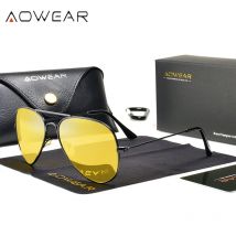 AOWEAR Klassische 3025 Nachtsichtbrille für Damen, polarisiert, gelb, Luftfahrt-Sonnenbrille für Damen und Herren, Nachtbrille, Fahrbrille