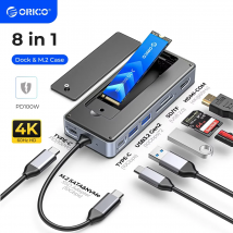ORICO-USB c hub mit ssd gehäuse laptop docking station 4 k60hz hdmi-com 100w pd rj45 sdtf 10gbps m.2 nvme sata ssd 8tb