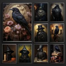 Makkarte ästhetische 5D Diamant Gemälde Diy viktorianische Gothic Tier Katze Rabe voller Mosaik Diamant Stickerei Academia Kunst A1014