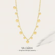 YACHAN 316L Edelstahl goldene Kette Halskette für Frauen kleine geometrische Runde mehrere Anhänger kurze Halsketten Schmuck
