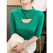 Gestrickte T-shirt Frauen Kurzarm Tops Aushöhlen T Shirts Koreanische Mode Frauen Kleidung Dünnes T-shirt Femme Camisetas Mujer