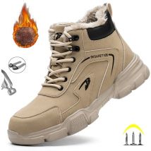 Stivali da lavoro invernali in peluche per uomo Scarpe antinfortunistiche anti-sfondamento alla caviglia Scarpe protettive con punta in acciaio Calzature maschili indistruttibili