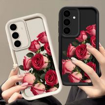 Red Rose Flower Phone Case For Samsung Galaxy S26 S25 S24 S23 S22 Ultra Plus S25 FE A57 A37 A17 A56 A36 A16 A55 Silicone Cover