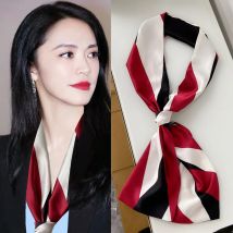 35 Farbe Frauen Seide gedruckt Design Schal Schal Mode Luxus lange schmale kleine Seide Schals Damen Stirnband Kopftuch