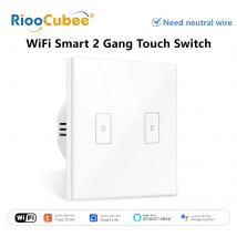 RiooCubee Tuya Wireless Smart Touch Panel Sswitch 2-Gang-App Fernbedienung Timer Funktioniert mit Google Home Alexa