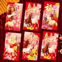 6 Stücke 2026 Pferdejahr Roter Umschlag Chinesisches Neujahr Geldumschlag Glück Rote Taschen Frühlingsfest Ehe Geburtstag Umschlag