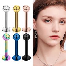 1 Stück 16G Zungen- und Ohrstecker aus Edelstahl – vergoldeter kugelförmiger Piercing-Schmuck, modische Kugelpiercings für Männer und Frauen