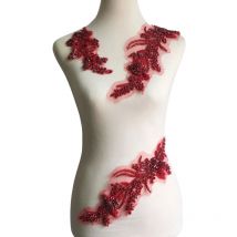 Hand genähte Glas bohrer Spiegel Blumen funkelnde Strass Mäntel Taillen bänder Schultern Hochzeits kleid DIY Patch. rs24392