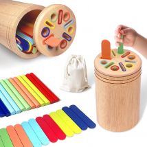 Montessori-Spielzeug für 3-Jährige, hölzernes Sortierspielzeug für Münzen, Stöcke und Formen, Lernspielzeug für Kleinkinder, pädagogische Feinmotorik, sensorisches Spielzeug