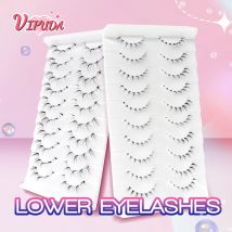 10Pairs Untere Wimpern Manga Untere Wimpern Klar Band Wispy Kleine Flamme Unter Wimpern Koreanische Make-Up Cosplay Werkzeuge