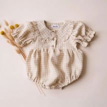 Plaid Baby Mädchen Overall Baumwolle Säugling Baby Mädchen einteiligen Spiel anzug Neugeborenen Kleidung Sommer
