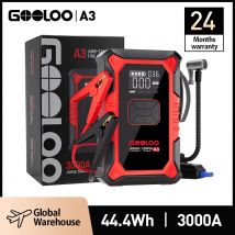 GOOLOO A3 Jump Starter con compressore d'aria, batteria per auto portatile da 3000 A (9,0 gas/6,5 litri diesel) con spegnimento automatico 150 PSI Ti