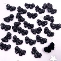 100Pcs 8*14mm Resin Black Butterfly Flatback Rhinestone Gems Scrapbook Wedding Ornaments Applique Crafts DIY SD737