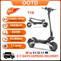 Scooter elettrico portatile T10 900W Potenza di picco 48V 13,5/18 Ah Batteria per adulti Scooter elettrico fuoristrada da 11 pollici
