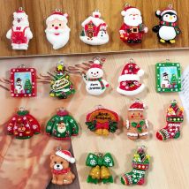 10pcs Cartoon Resin Christmas Charms Gingerbread Man Christmas Stockings Bells Snowman Christmas Earring Pendant DIY Jewelry