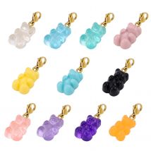 Hot Style Gold Plated Charms Multicolor Jelly Gummy Bear Pendant Stainless Steel Jelly Gummy Teddy Bear DIY Jewelry Accessories