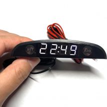 Bianco Rosso Blu Verde 12-24V Tipo Luna Termometro per auto Voltmetro Orologio Display a LED Orologio da cruscotto per auto Doppio sensore di temperatura