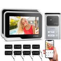 TMEZON Videocitofono WiFi a 2 fili Sistema citofonico touch screen da 7 pollici con campanello cablato 1080P per APP domestica/Scheda magnetica/Tuya
