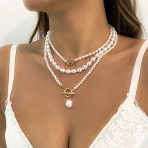 Ingemark Vintage Imitation-Perle Herz OT Schnalle Anhänger Halskette Frauen Hochzeit Braut Perle Kette Hals Zubehör Schmuck Neue