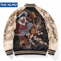 Japanische Sukajan Souvenir Wendejacke Herren Cartoon bestickte Baseballjacke Vintage Varsity Mantel