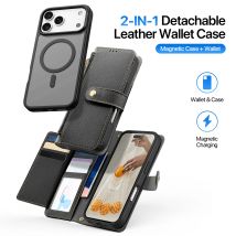 DUX DUCIS Custodia a portafoglio magnetica staccabile 2in1 per iPhone 17 Pro Max/17 Air/16plus 15 Cover in pelle con slot per schede e chiusura