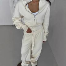 Damski bawełniany kardigan z dzianiny, spodnie z szerokimi nogawkami, komplet jesienno-zimowy, luźny, modny, do noszenia na co dzień, do biura, kurtka, proste spodnie, 2-częściowy zestaw.