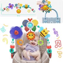 Crib Hanging Bell Stroller Arch Clip Foldable Sunflower Baby Interactive Rainbow Toys Infant Grab Exercise for Son Daughter Gift