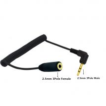 1pc Gold Plated 2.5mm 3 Pole Male to 2.5mm Female Jack Adapter Audio M/F Extension Coiled Spiral Cable Cord