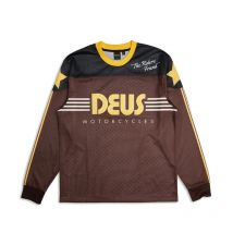Deus ex Machina Travel ADVENTURE Langarm Motorrad Racing Team Motorsport Motorrad Herren Schnelltrocknendes, atmungsaktives Anti-UV-Trikot