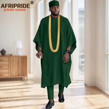 Dashiki da uomo Ricamo Abbigliamento da uomo africano Dashiki Ricamo Vestaglie Pantaloni e cappelli Completi Set da 3 pezzi 2516032