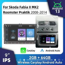 9 "Schermo Wireless Carplay Autoradio Android Car Multimedia 2 Din Radio GPS Per Skoda Fabia 2 II MK2 Roomster Praktik 2008-2014