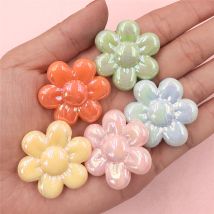 5 stücke 32mm Charms Sonnenblumen perlen mit Loch Acryl Blumen form hand gefertigte DIY Perlen für Telefon Schlüssel anhänger Schmuck herstellung