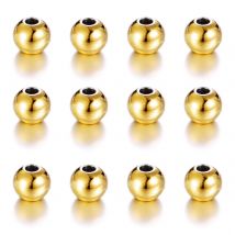 500 Stück 3 mm goldene Edelstahlperlen für Schmuckherstellung, runde lose Distanzkugel, DIY-Zubehör