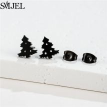 Mode Edelstahl Weihnachts baum Ohrringe für Frauen Mädchen kleine Schneeflocke Ohr stecker Rentier Piercing Geschenke Großhandel