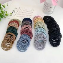 New 100PCS/Set Women 4CM Basic Nylon Elastic Hair Bands Ponytail Hair Scrunchie Rubber Bands Headband Hair Accessories Headwear