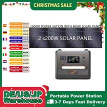 Camping Supplies 2400W 2500W tragbares Kraftwerk LED-Licht Notfall-Solar-Powerbank 220V 2160WH 2304WH Solarpanel optional