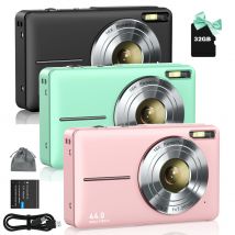 FHD 1080P Digitalkamera für Kinder, Videokamera mit 32 GB SD-Karte, 16-fachem Digitalzoom, kompakte Punkt- und Schusekamera für Studenten