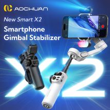 Stabilizzatore cardanico AOCHUAN Smart X2 a 3 assi per iPhone e smartphone Android Gimbal con display LED con asta di prolunga integrata