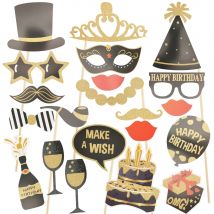 21 Stück alles Gute zum Geburtstag Foto Requisiten DIY Lippenbrille auf einem Stock Photo Booth Requisiten Zubehör Kinder Erwachsene Geburtstag Party Dekoration