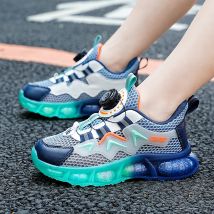 Kinder Drehknopf Sportschuhe Frühling neue Mesh-Oberfläche atmungsaktive weiche Sohle Junge große Kinder laufen rutsch feste Studenten