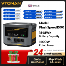 VTOMAN FlashSpeed 1500 Power Station 1548Wh LiFePO4 Battery with 3000W Peak Emergency Power for Outdoor Camping RV Home