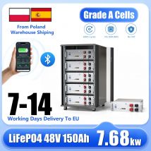 Batteria LiFePO4 48V 150Ah 7.6KW Bluetooth 16S 100A BMS 51.2V 100Ah 5KW 6000+Cycles Celle di grado A CAN/RS485 Nessuna tassa - Consegna veloce