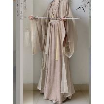 Baumwolle & Leinen Hanfu Kleid Frauen Chinesischen Traditionellen 2 stücke Robe Hanfu Halloween Cosplay Kostüm Herbst Housewear greyRobe Plus größe